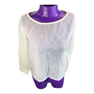 Marc sheer ivory polka dot blouse